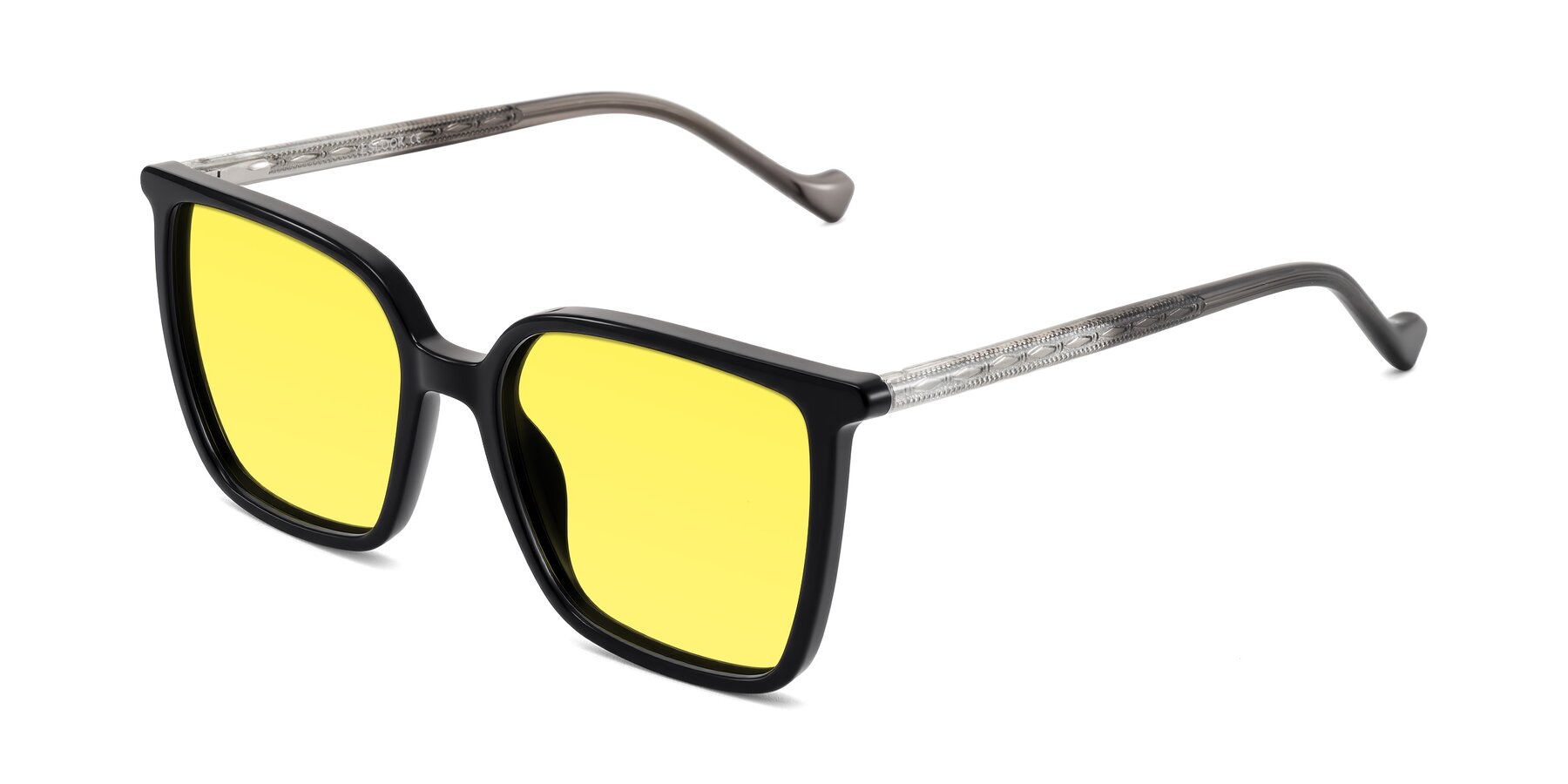 Angle of Colemers in Black with Medium Yellow Tinted Lenses