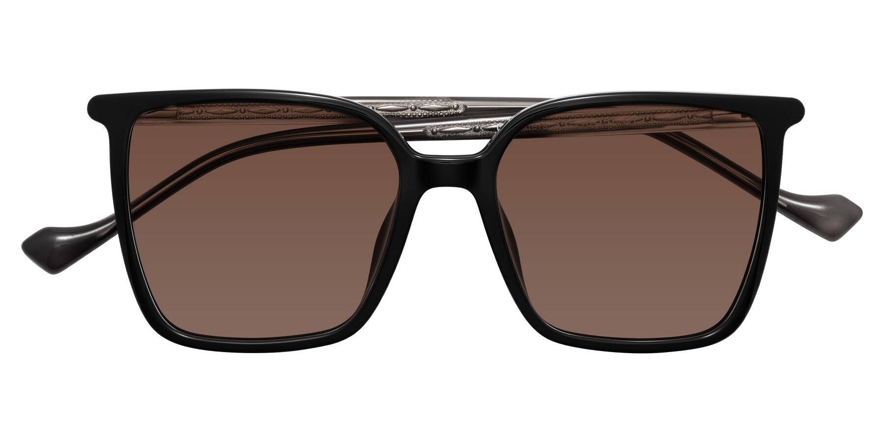 Folded Front of Colemers in Black with Brown Tinted Lenses