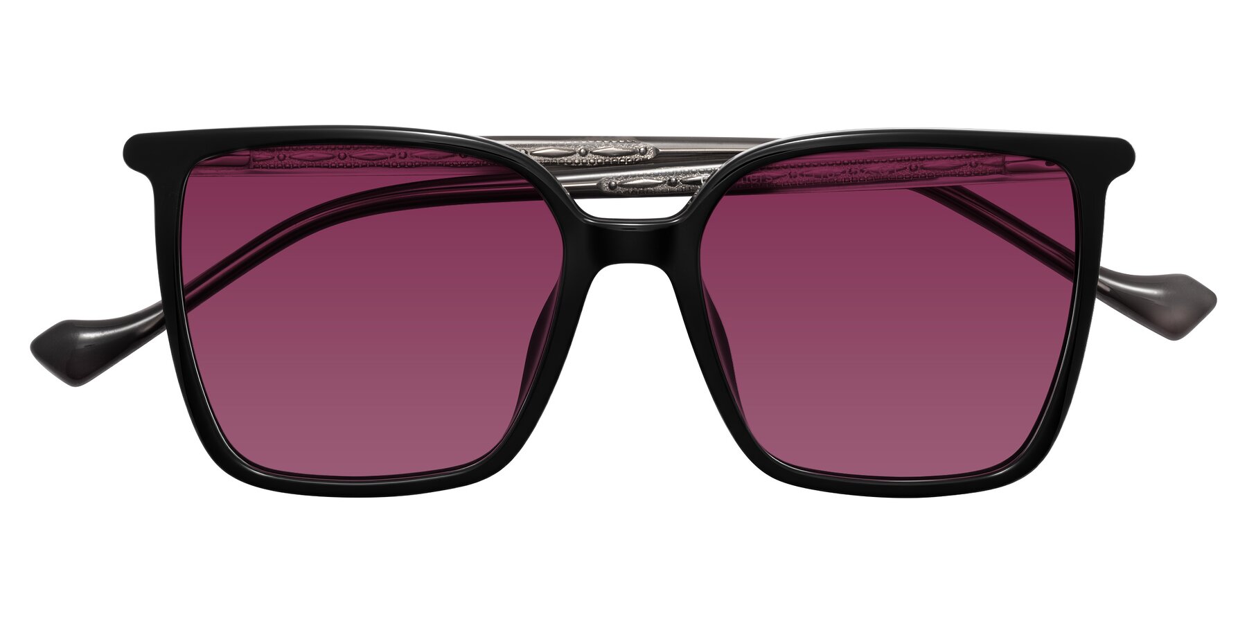 Folded Front of Colemers in Black with Wine Tinted Lenses