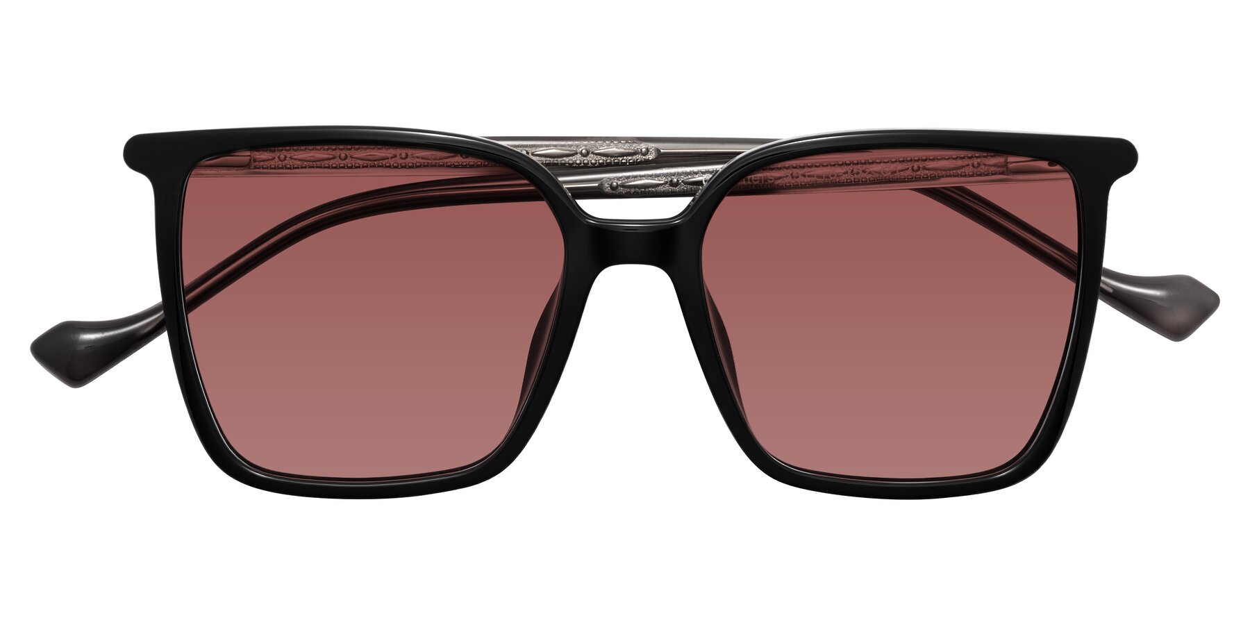 Folded Front of Colemers in Black with Garnet Tinted Lenses
