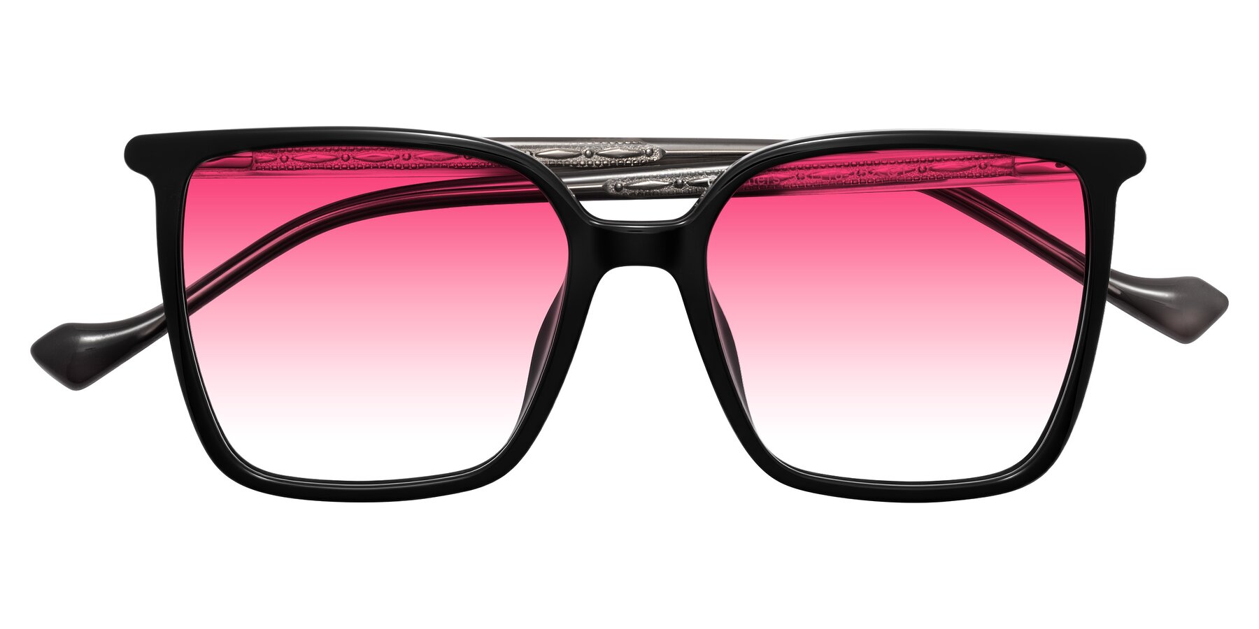 Folded Front of Colemers in Black with Pink Gradient Lenses