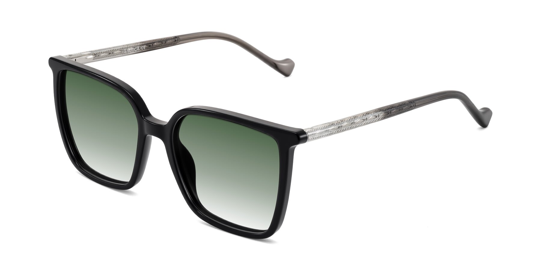 Angle of Colemers in Black with Green Gradient Lenses