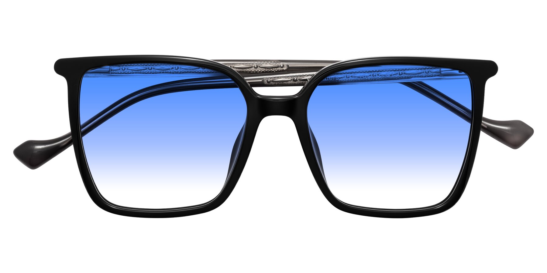 Folded Front of Colemers in Black with Blue Gradient Lenses