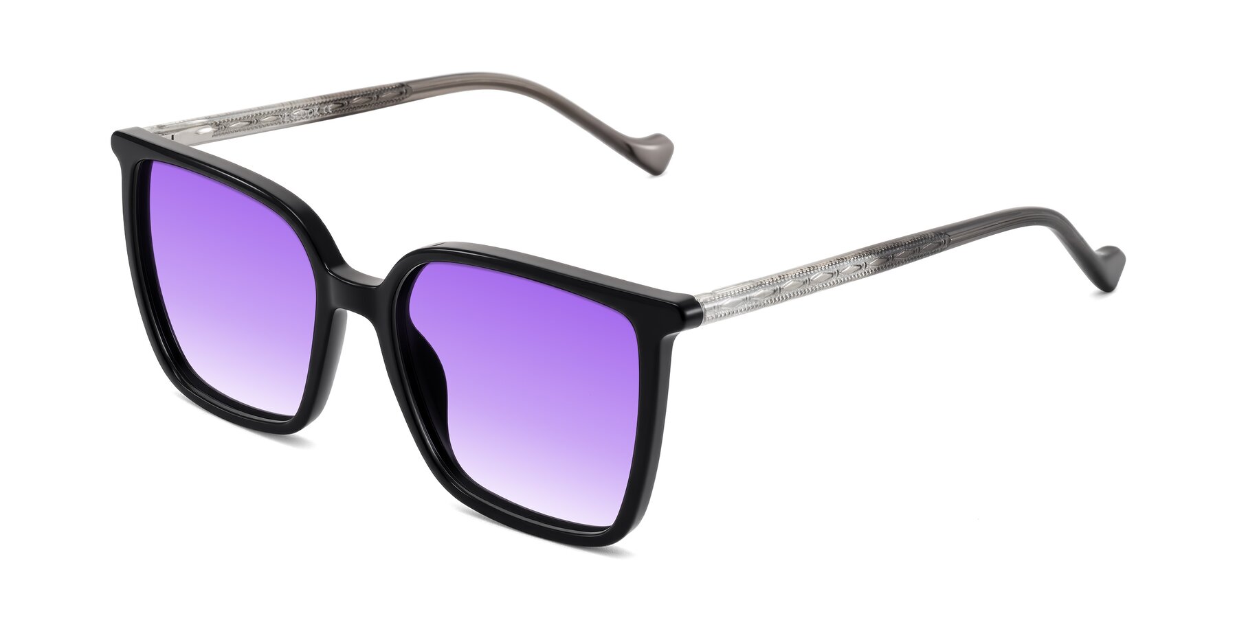 Angle of Colemers in Black with Purple Gradient Lenses