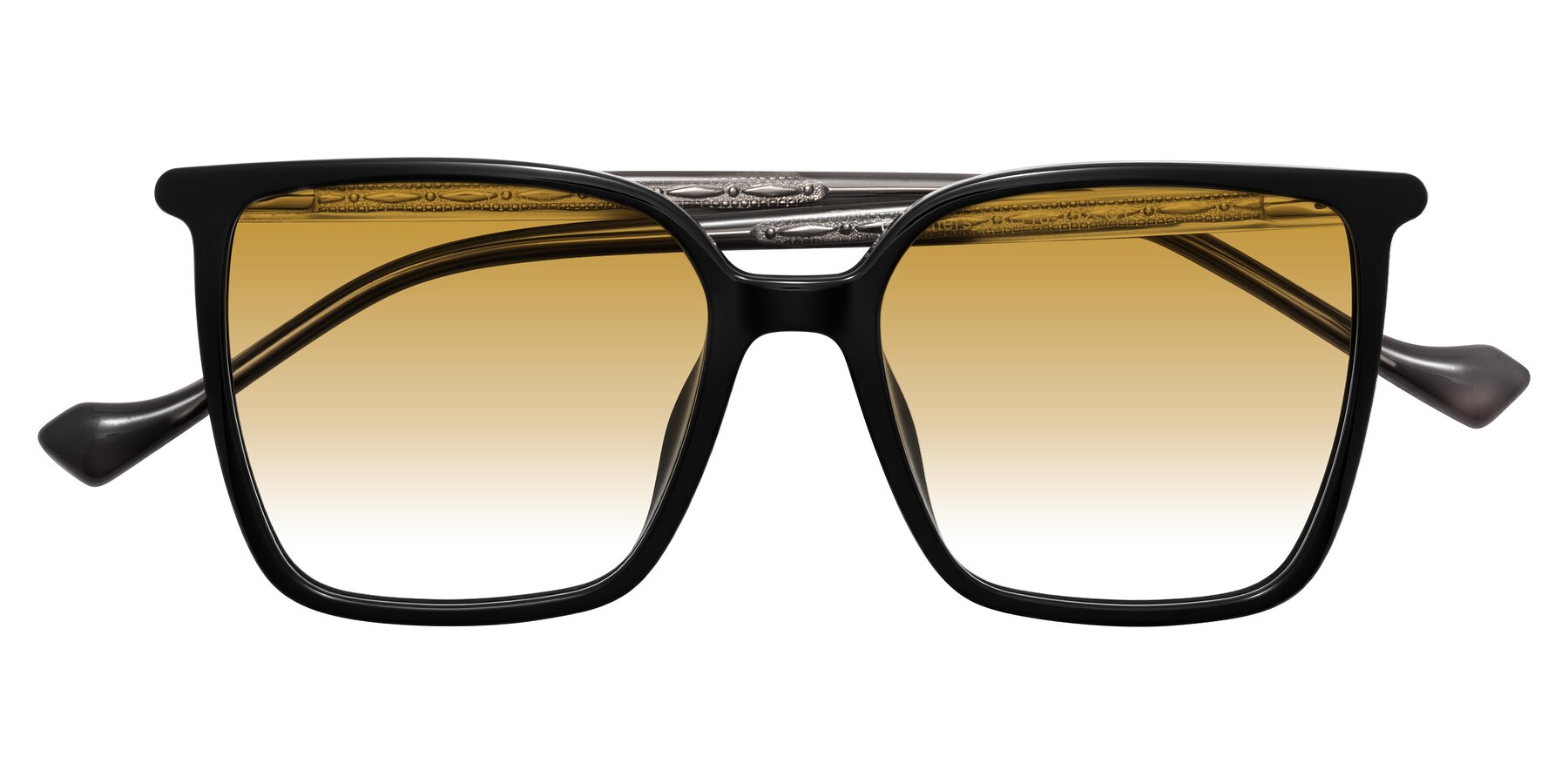 Folded Front of Colemers in Black with Champagne Gradient Lenses
