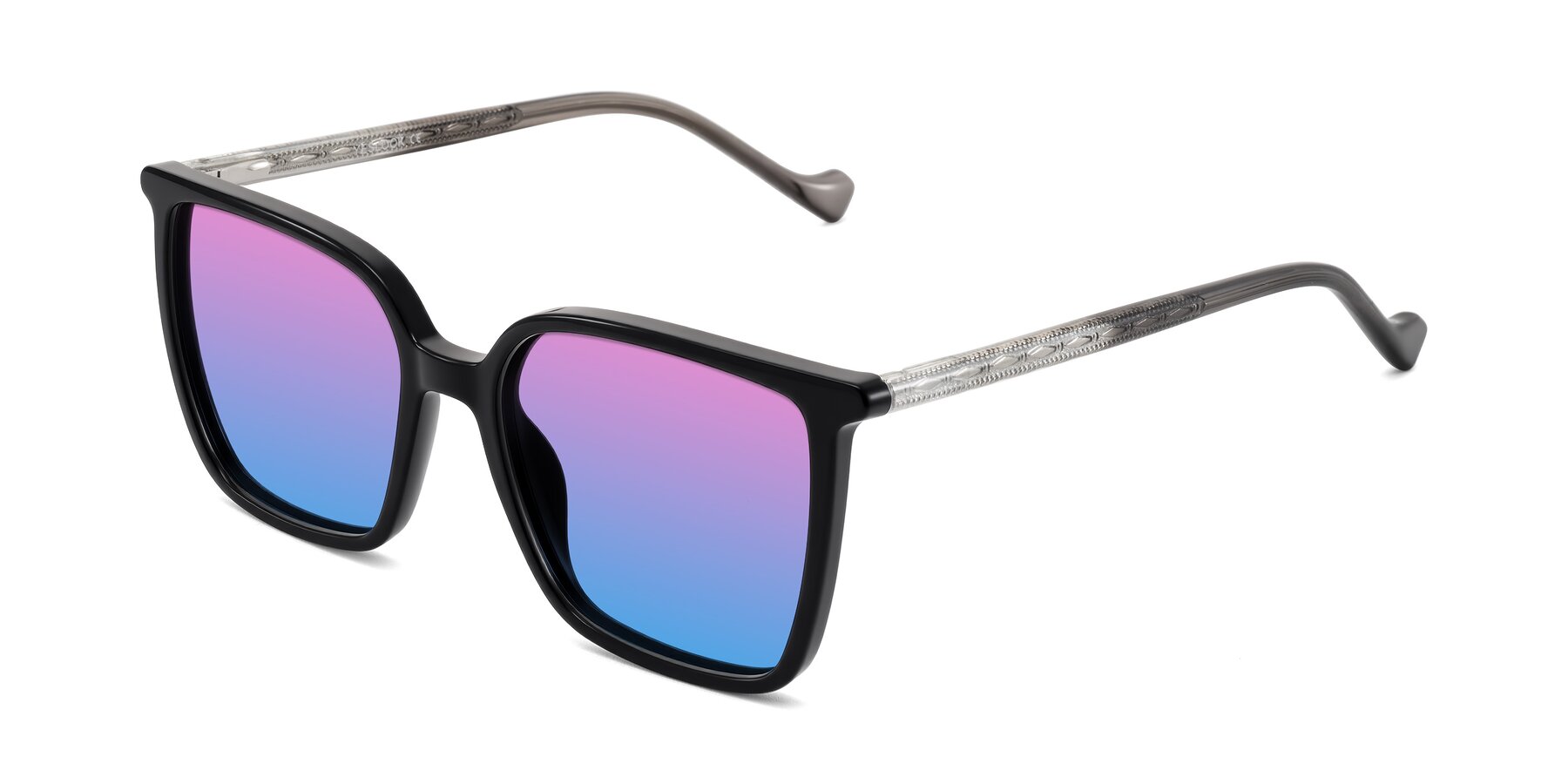 Angle of Colemers in Black with Pink / Blue Gradient Lenses