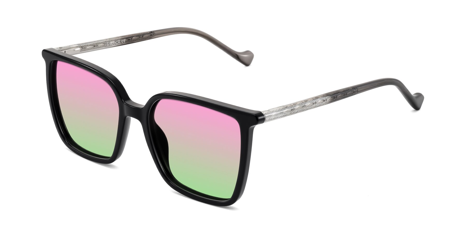 Angle of Colemers in Black with Pink / Green Gradient Lenses