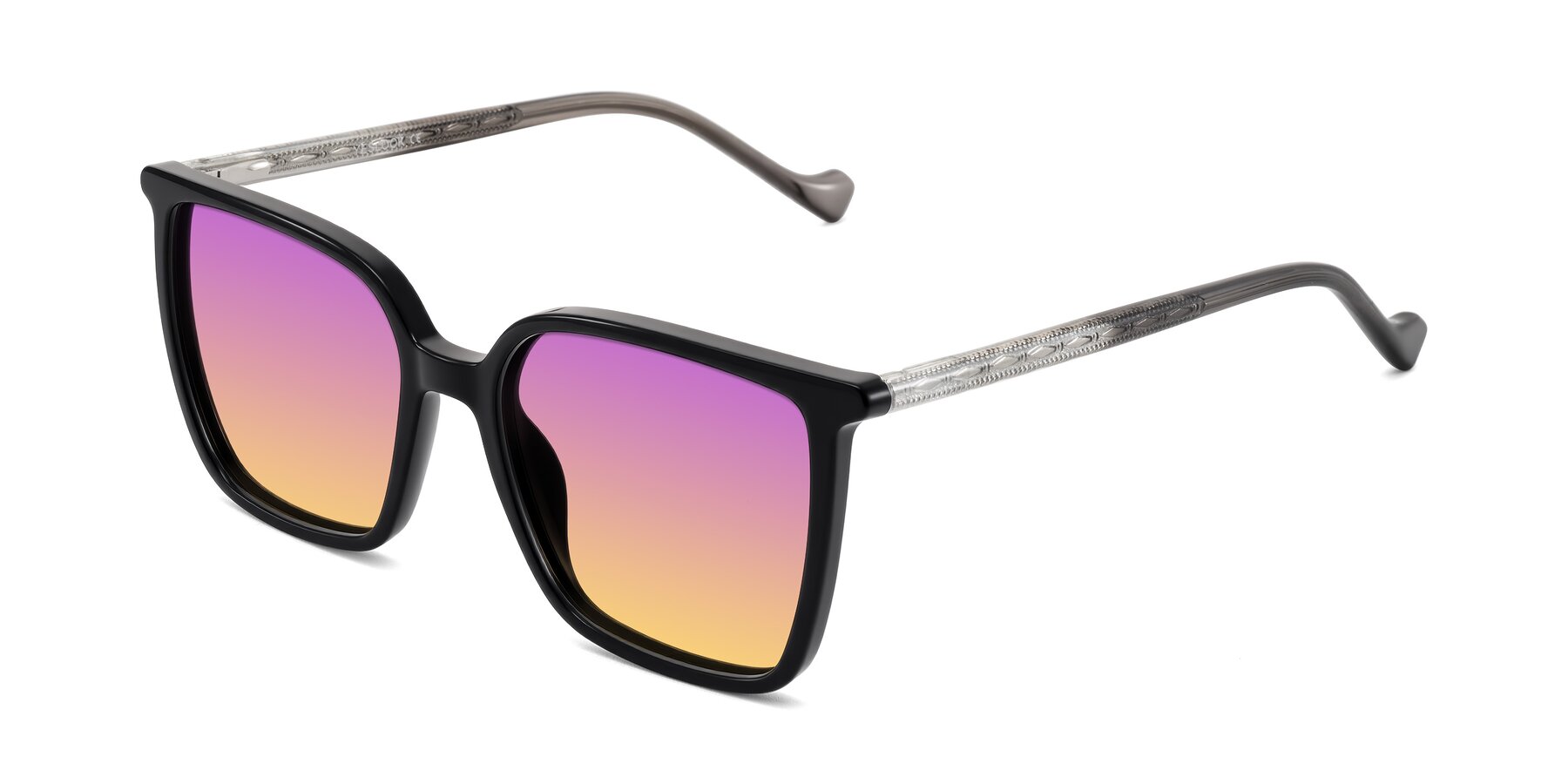 Angle of Colemers in Black with Purple / Yellow Gradient Lenses