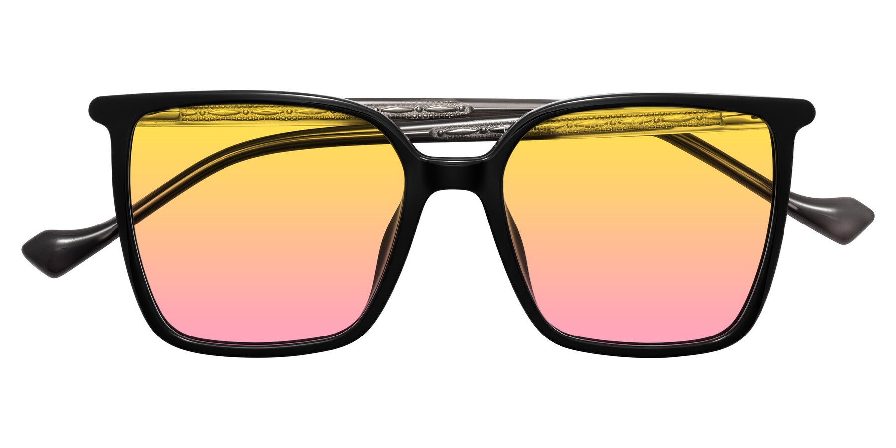 Folded Front of Colemers in Black with Yellow / Pink Gradient Lenses