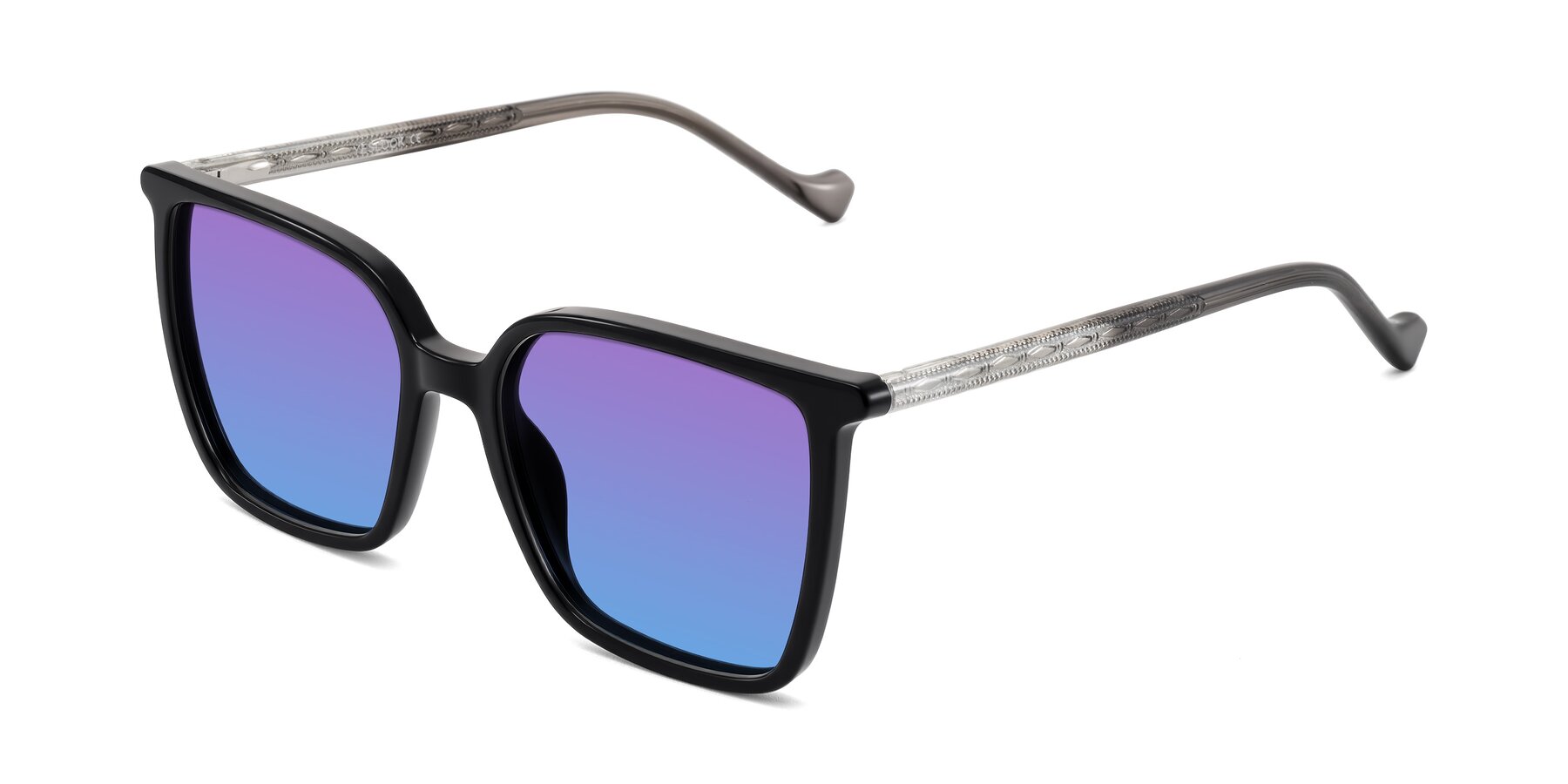 Angle of Colemers in Black with Purple / Blue Gradient Lenses