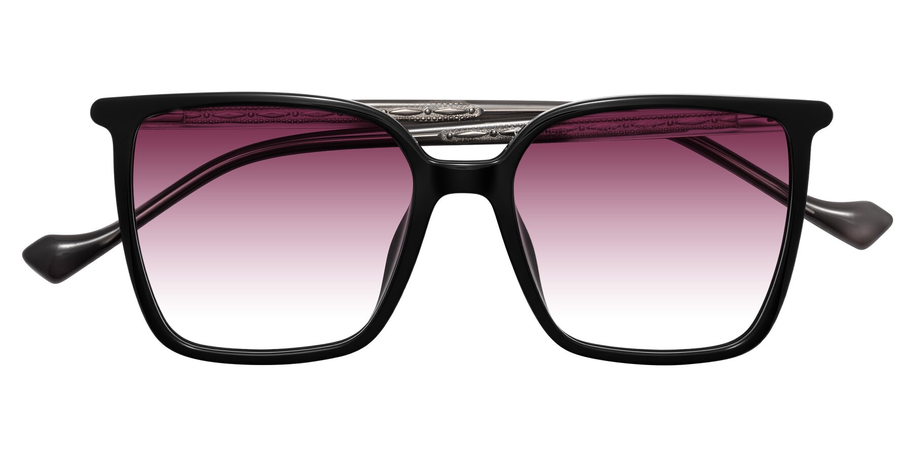 Folded Front of Colemers in Black with Wine Gradient Lenses