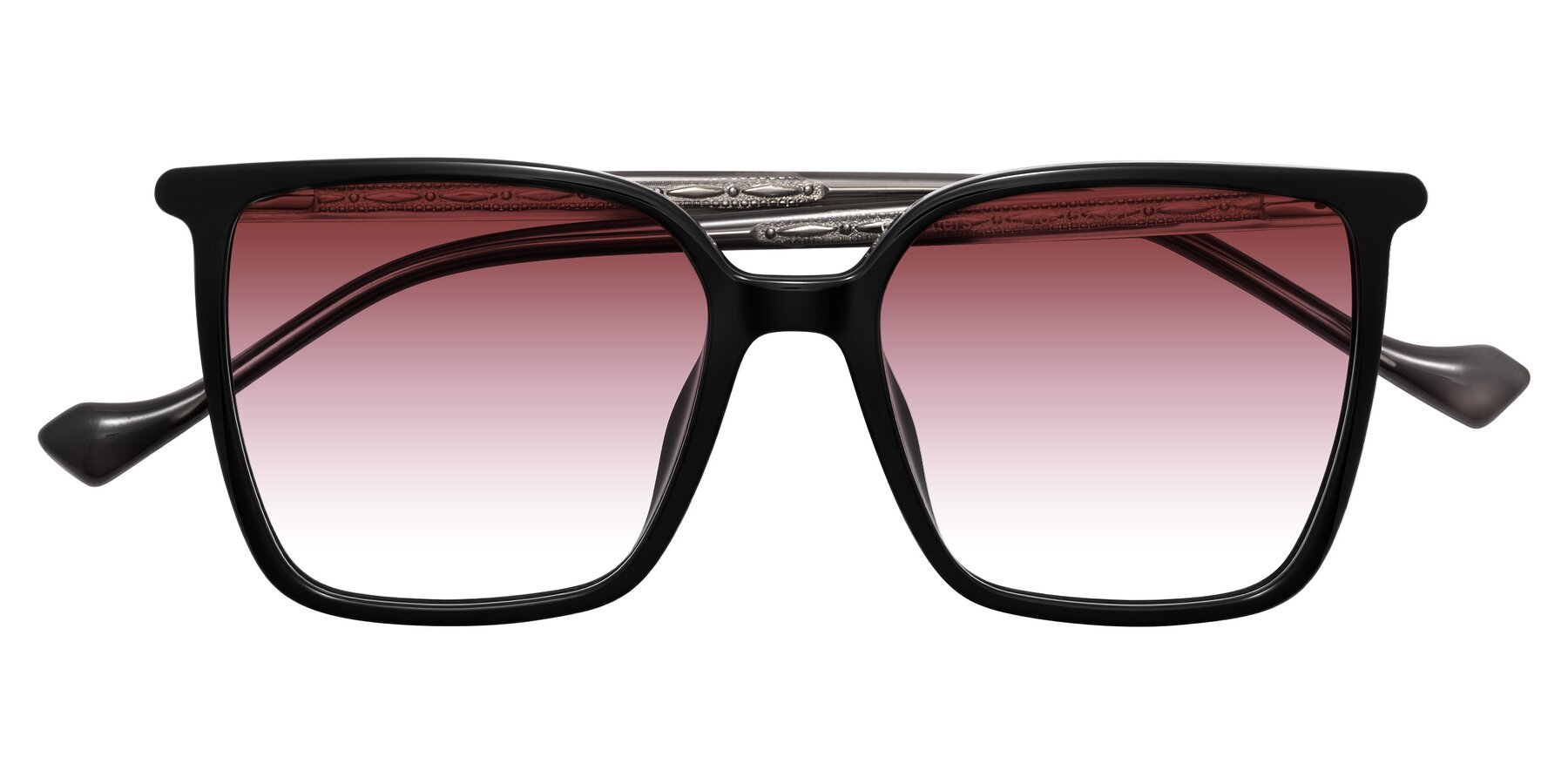Folded Front of Colemers in Black with Garnet Gradient Lenses