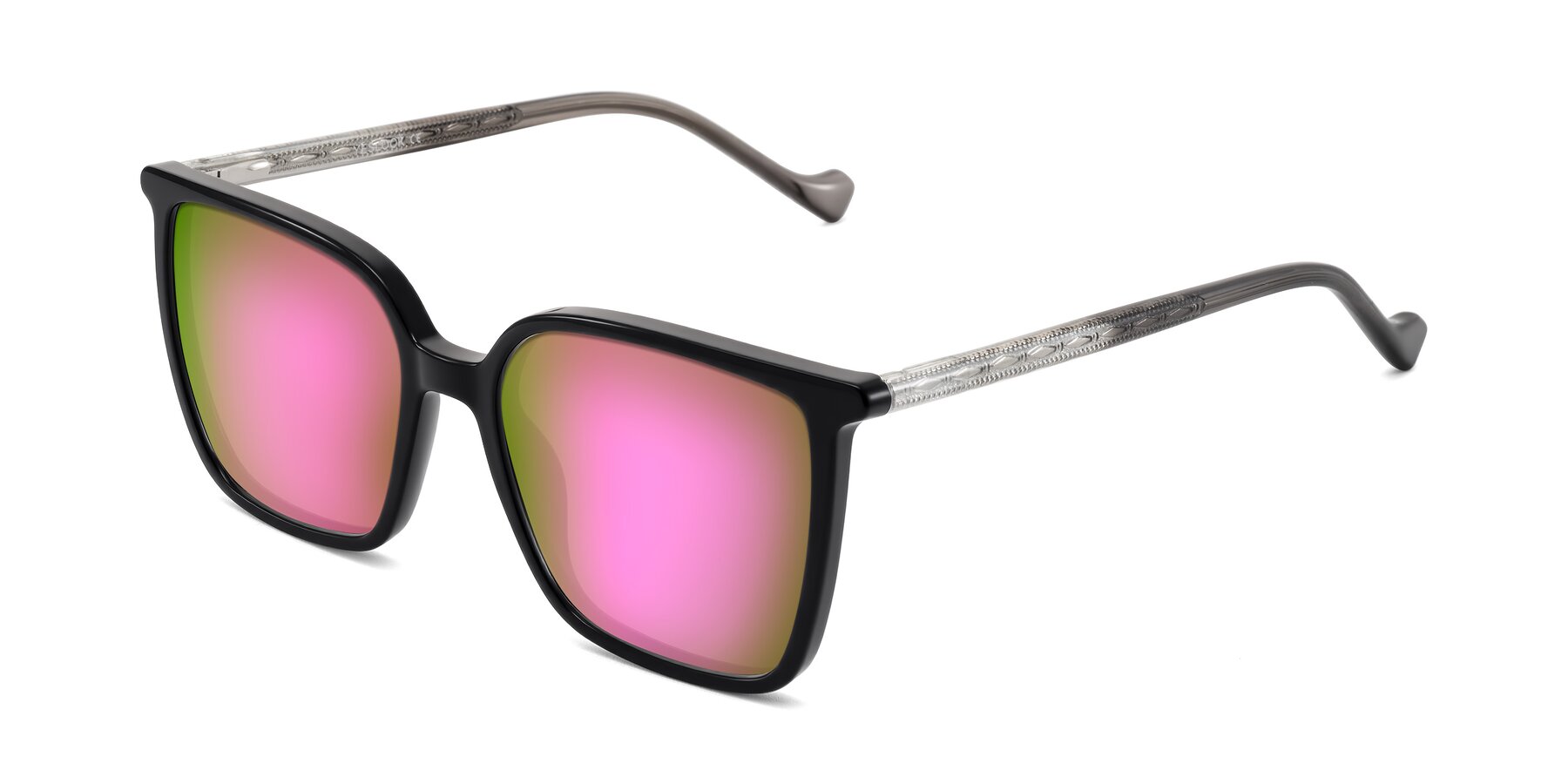 Angle of Colemers in Black with Pink Mirrored Lenses