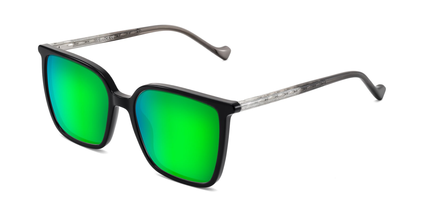 Angle of Colemers in Black with Green Mirrored Lenses