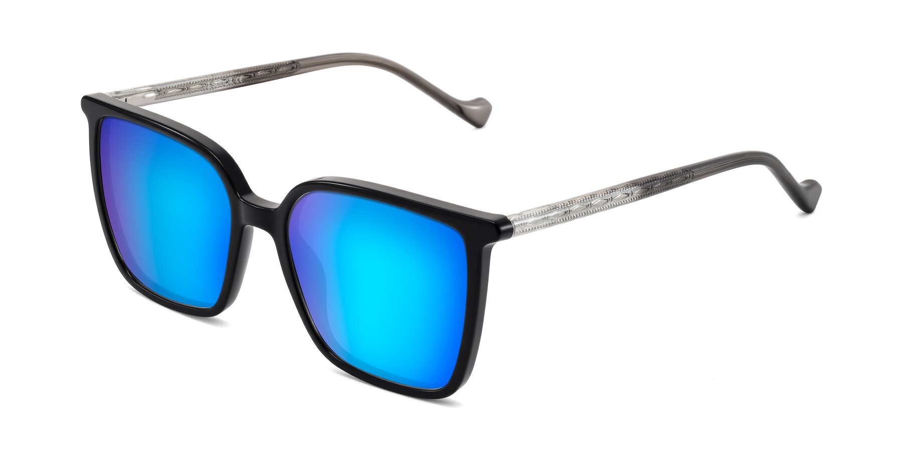 Angle of Colemers in Black with Blue Mirrored Lenses