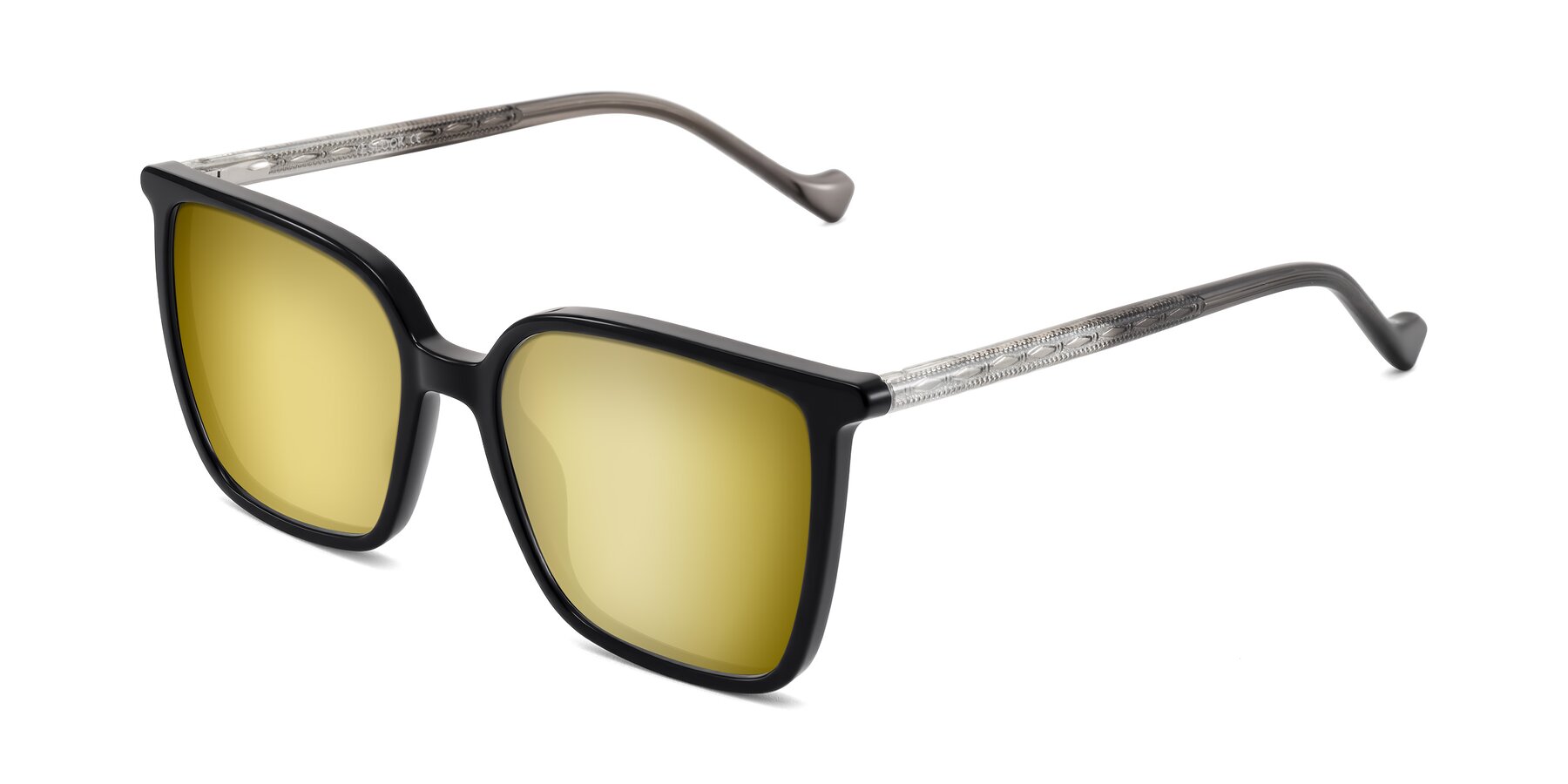 Angle of Colemers in Black with Gold Mirrored Lenses