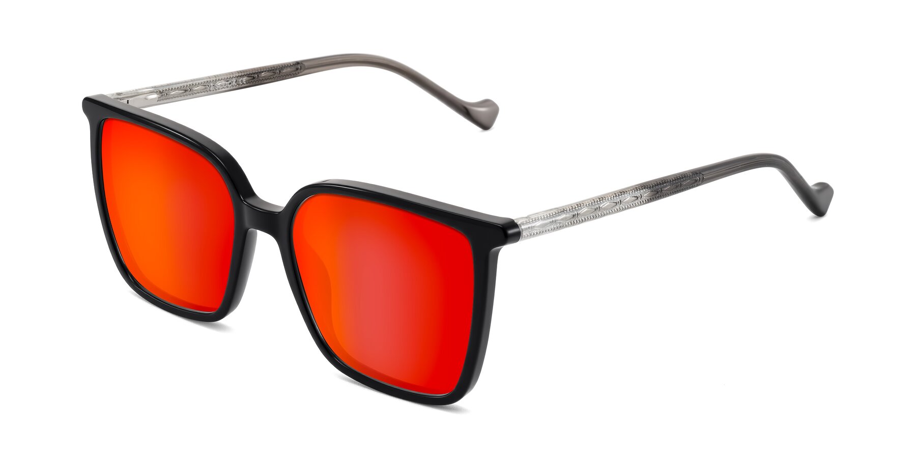 Angle of Colemers in Black with Red Gold Mirrored Lenses