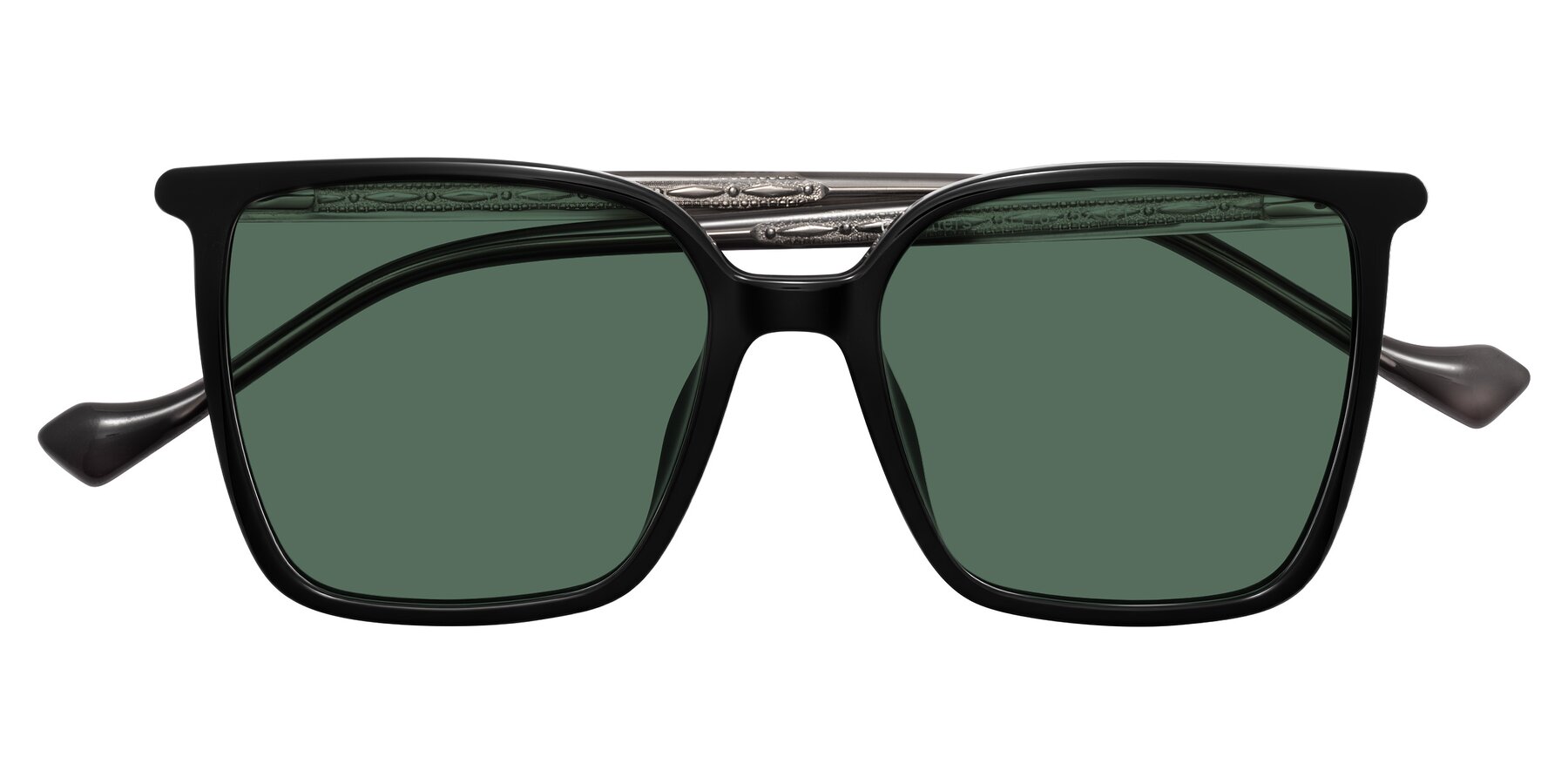 Folded Front of Colemers in Black with Green Polarized Lenses