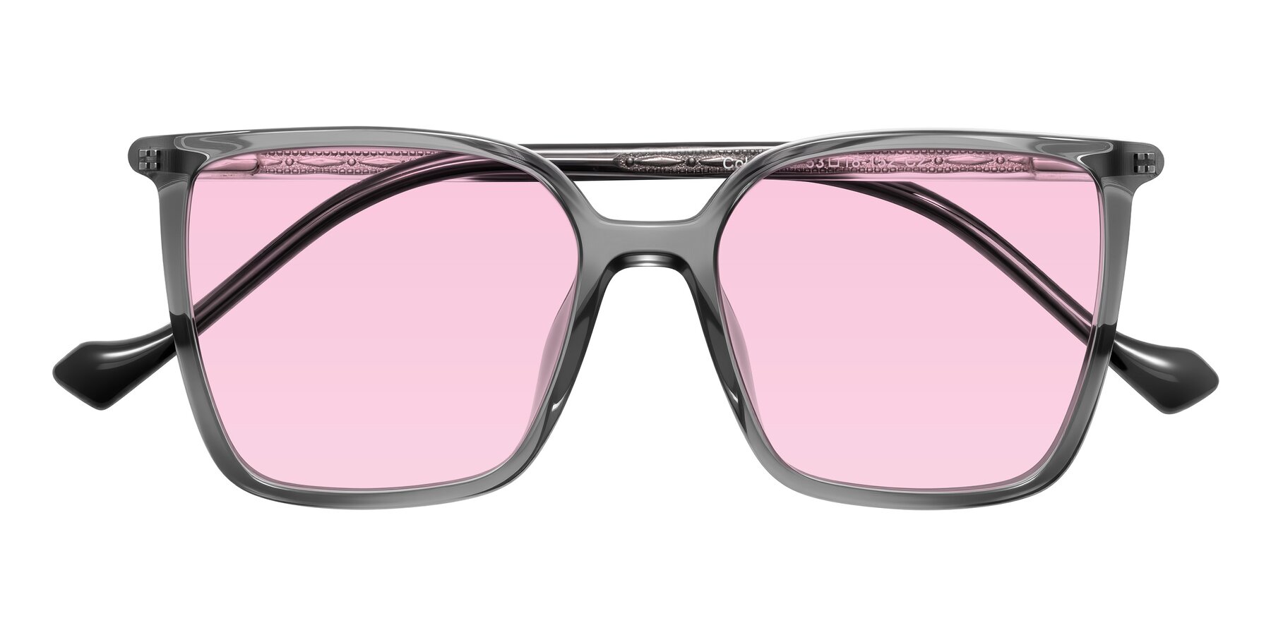 Folded Front of Colemers in Transparent Gray with Light Pink Tinted Lenses