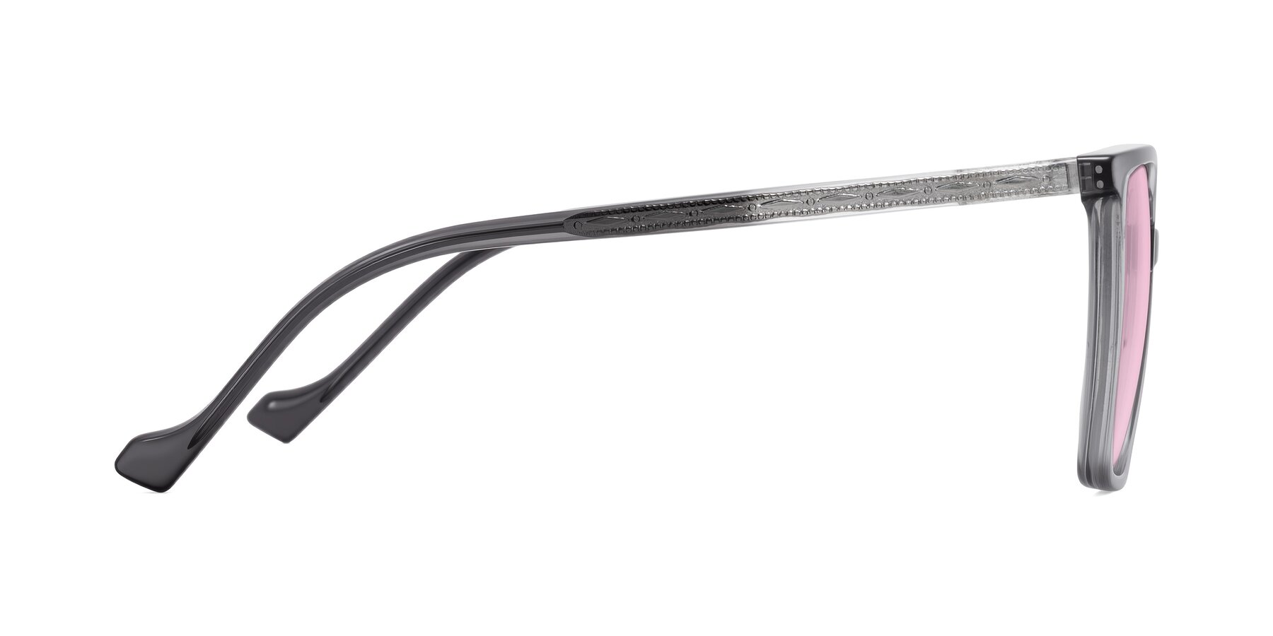 Side of Colemers in Transparent Gray with Light Pink Tinted Lenses