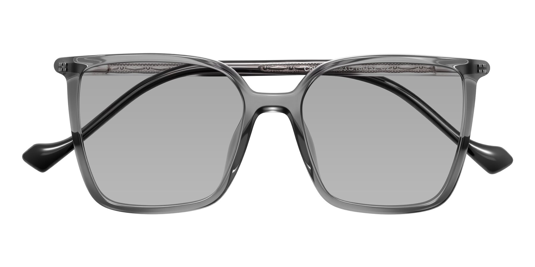 Folded Front of Colemers in Transparent Gray with Light Gray Tinted Lenses