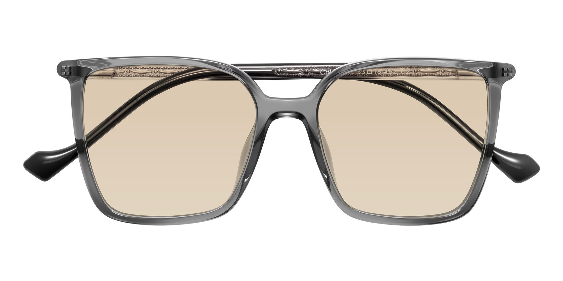 Folded Front of Colemers in Transparent Gray with Light Brown Tinted Lenses