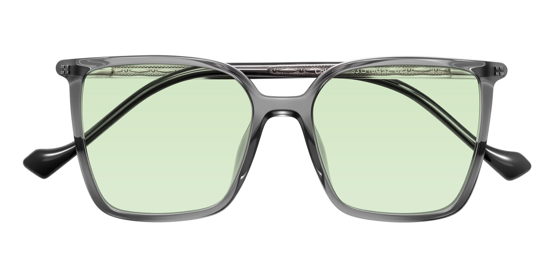 Folded Front of Colemers in Transparent Gray with Light Green Tinted Lenses