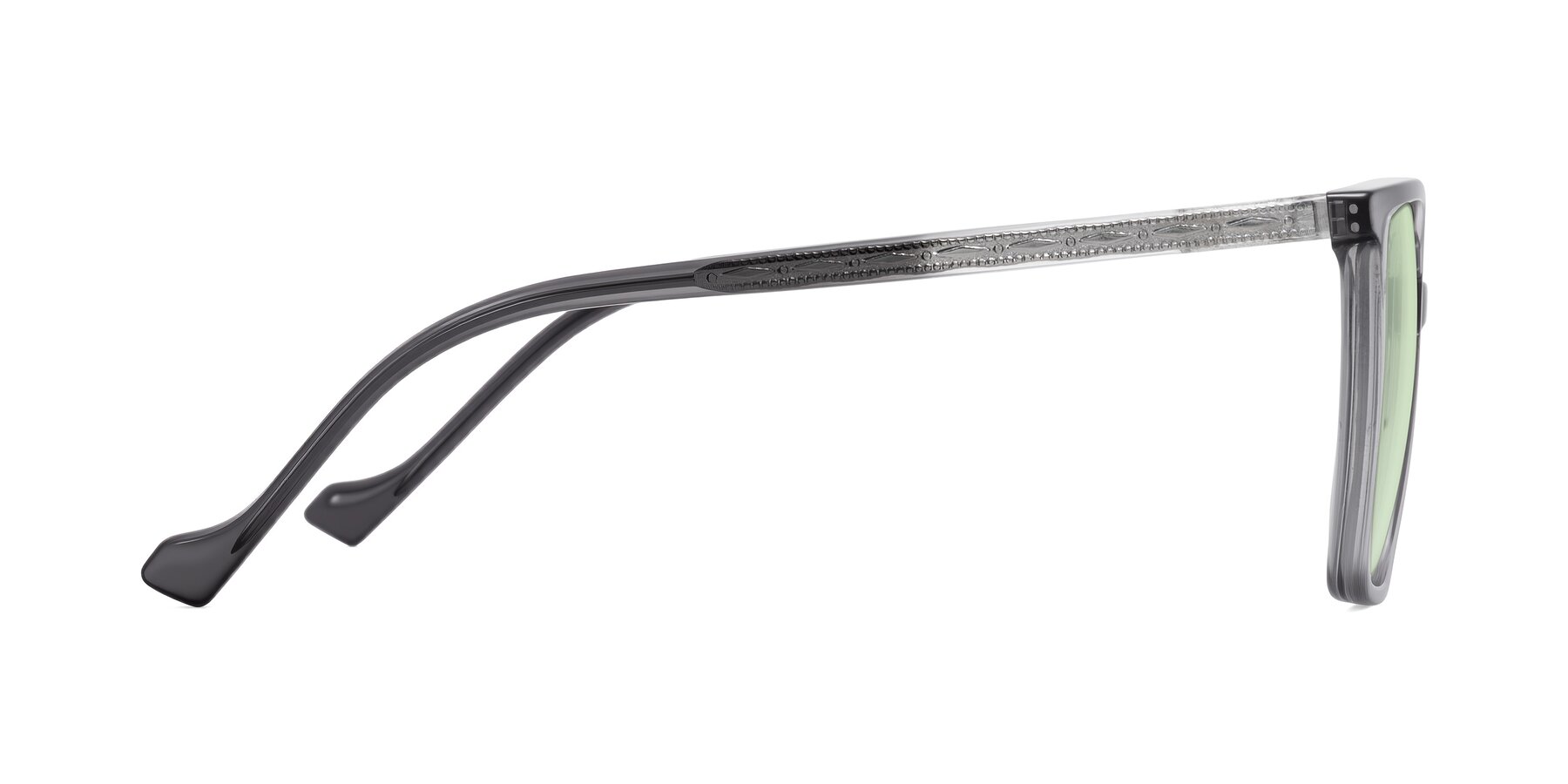 Side of Colemers in Transparent Gray with Light Green Tinted Lenses