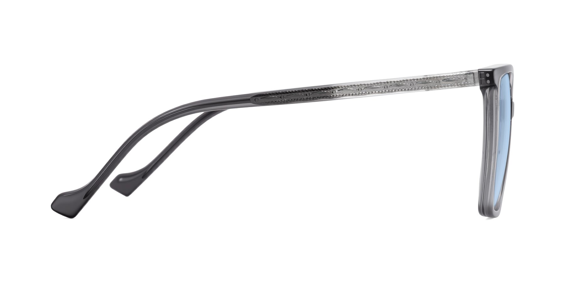 Side of Colemers in Transparent Gray with Light Blue Tinted Lenses