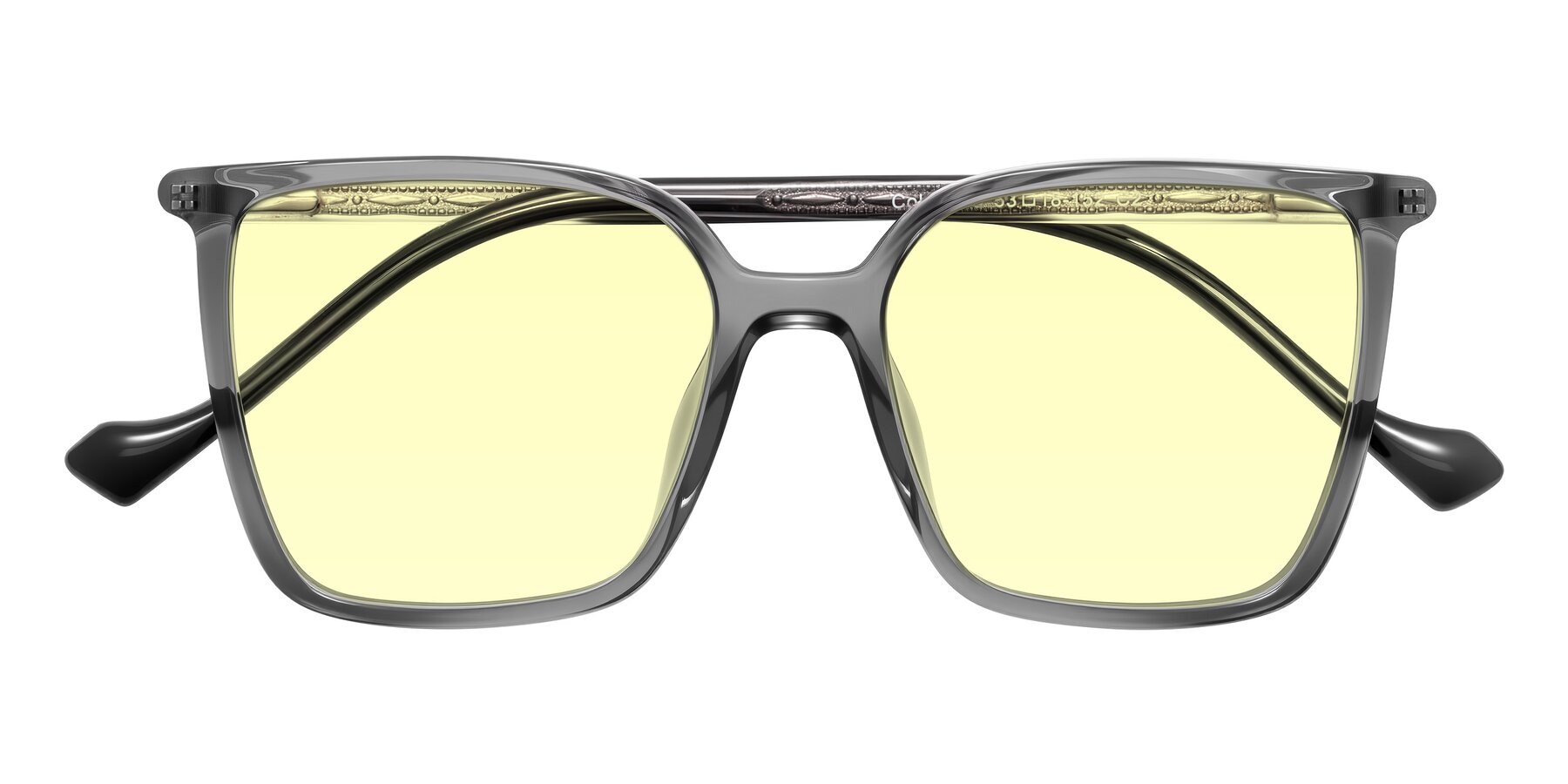 Folded Front of Colemers in Transparent Gray with Light Yellow Tinted Lenses