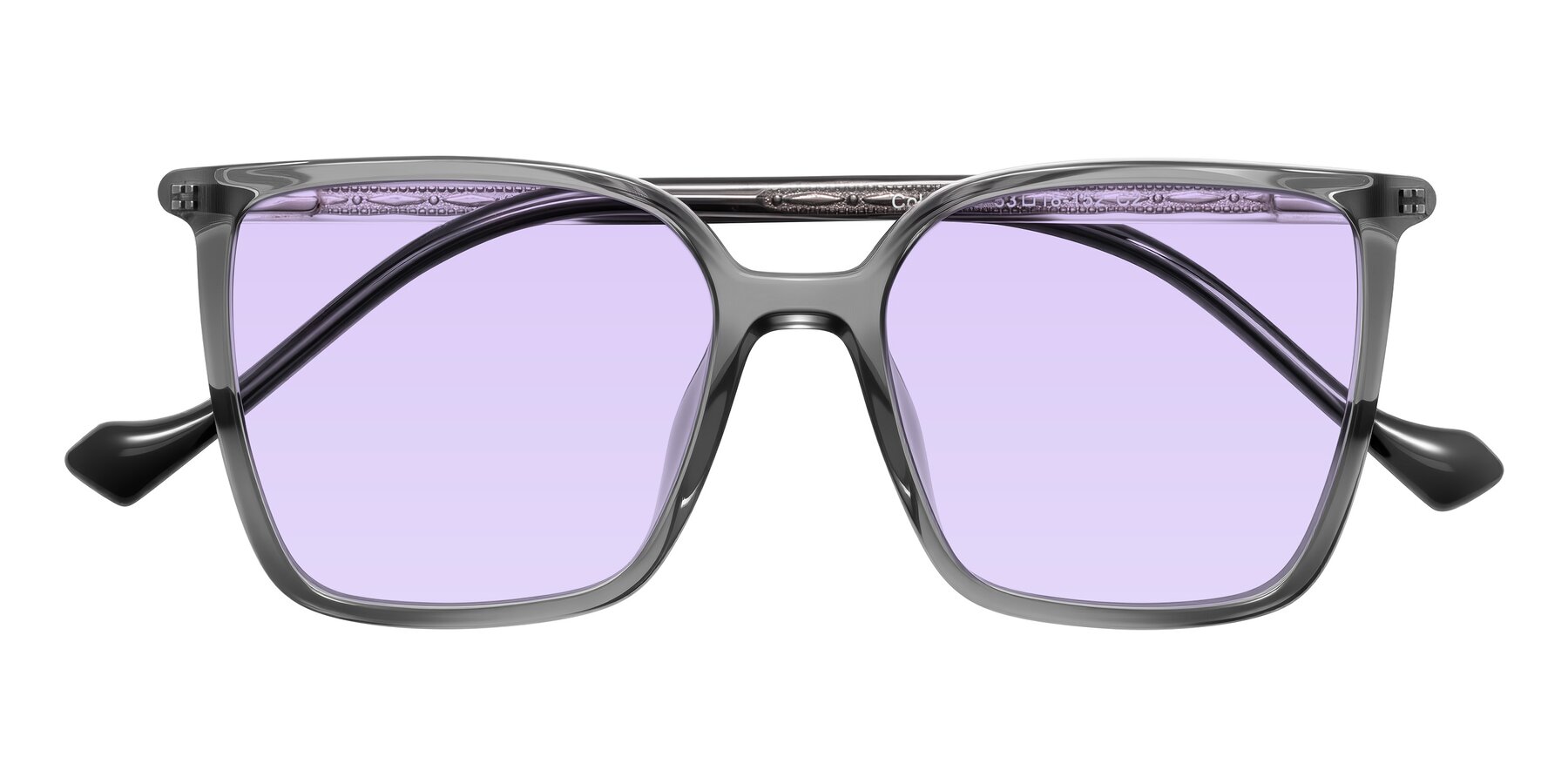 Folded Front of Colemers in Transparent Gray with Light Purple Tinted Lenses