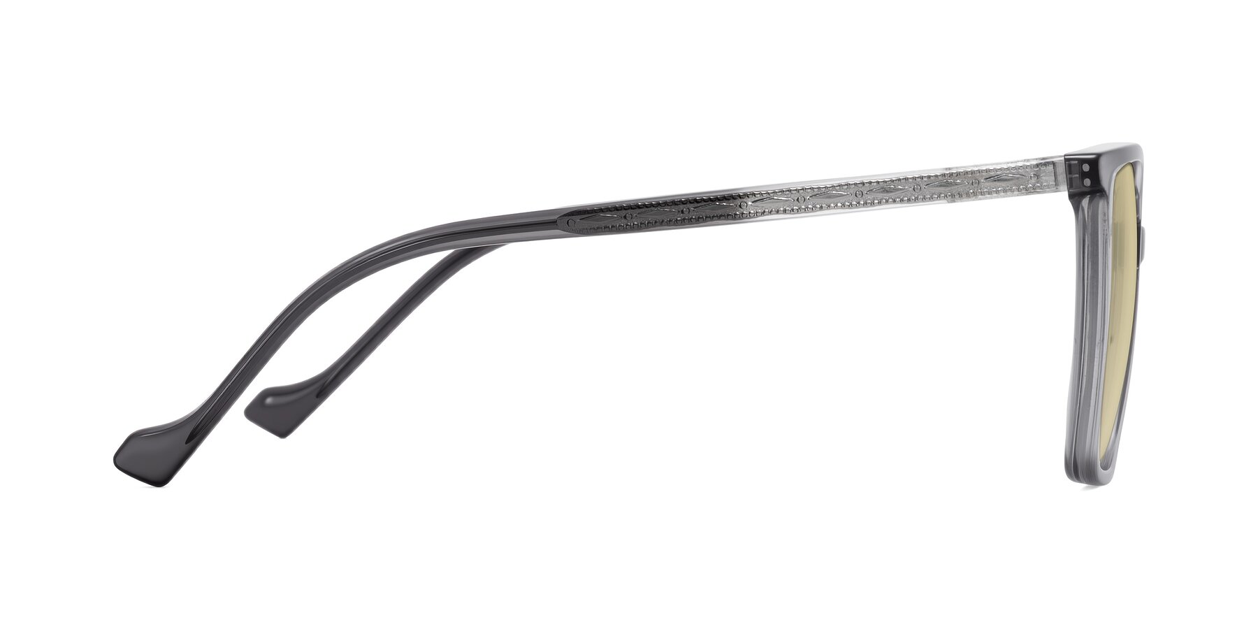 Side of Colemers in Transparent Gray with Light Champagne Tinted Lenses