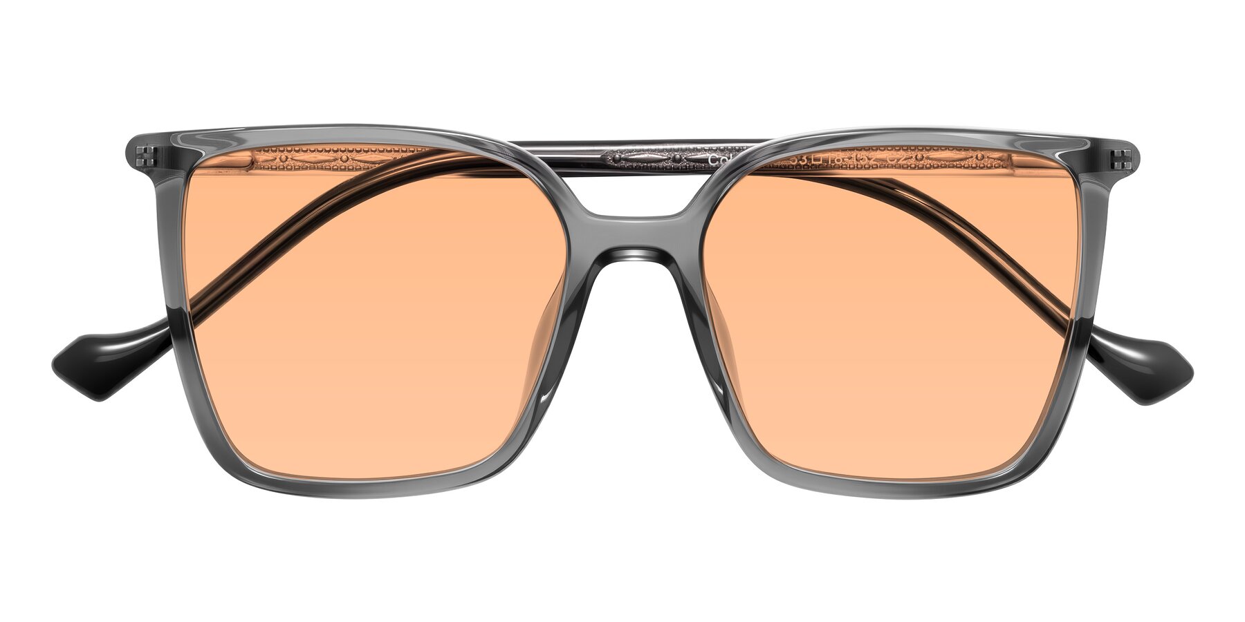 Folded Front of Colemers in Transparent Gray with Light Orange Tinted Lenses
