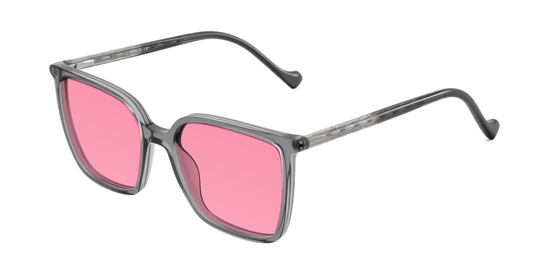 Angle of Colemers in Transparent Gray with Pink Tinted Lenses