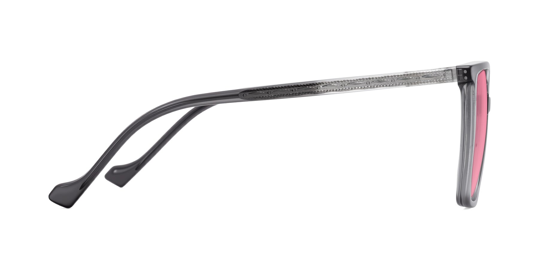 Side of Colemers in Transparent Gray with Pink Tinted Lenses
