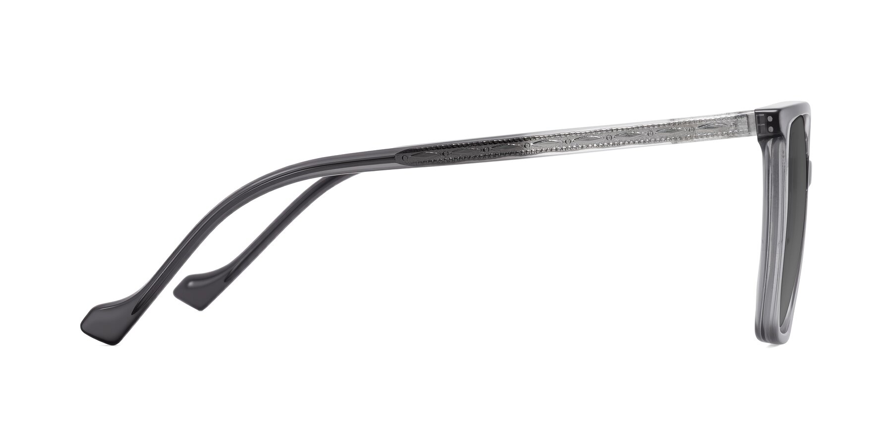 Side of Colemers in Transparent Gray with Medium Gray Tinted Lenses