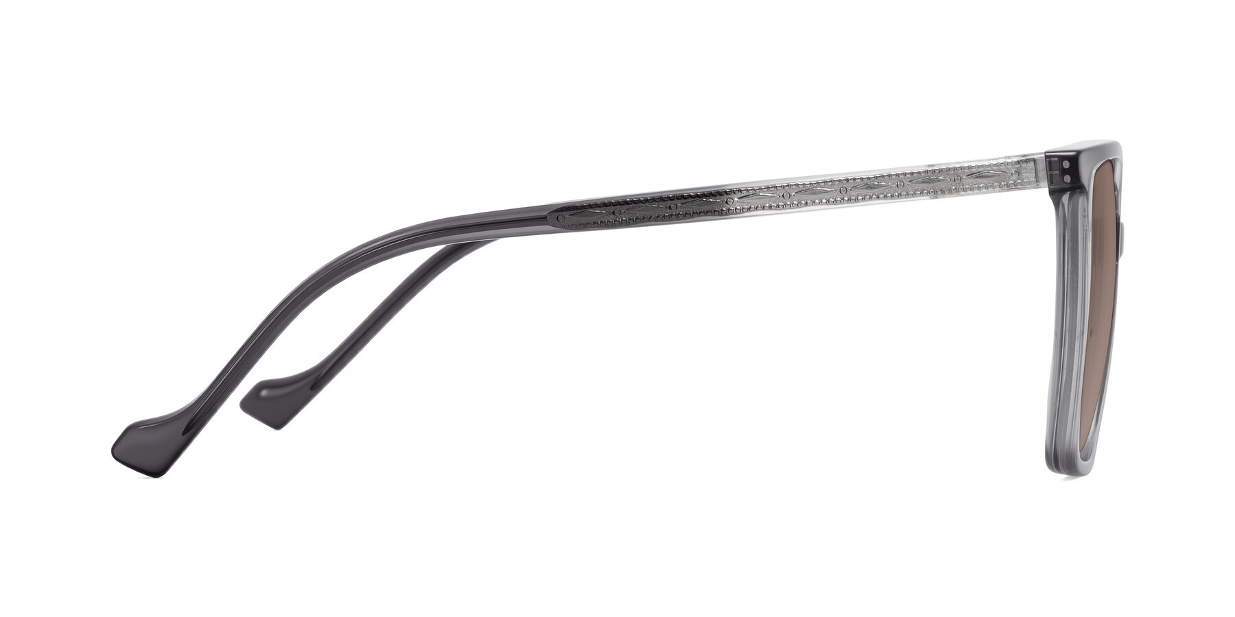 Side of Colemers in Transparent Gray with Medium Brown Tinted Lenses