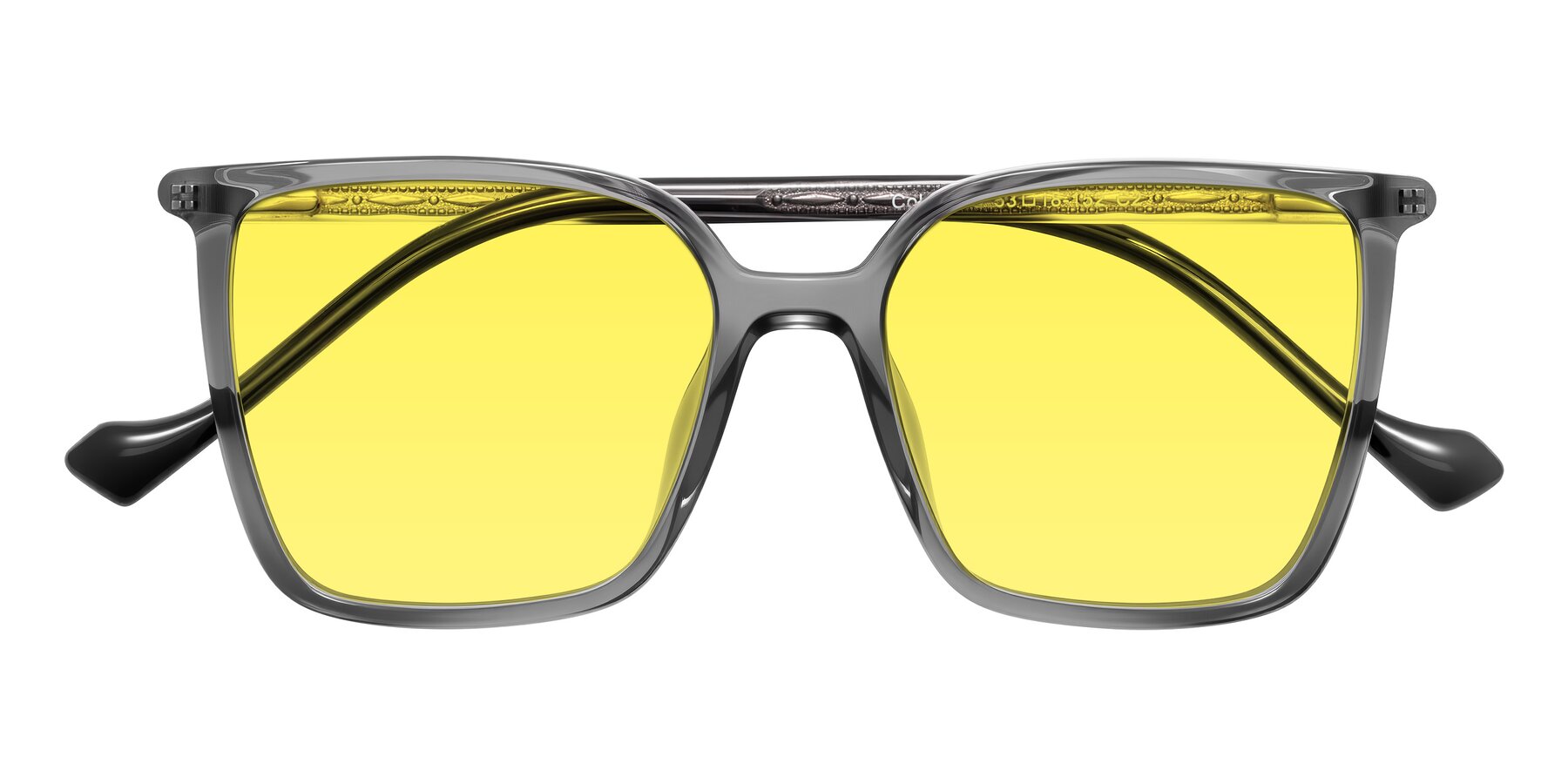 Folded Front of Colemers in Transparent Gray with Medium Yellow Tinted Lenses