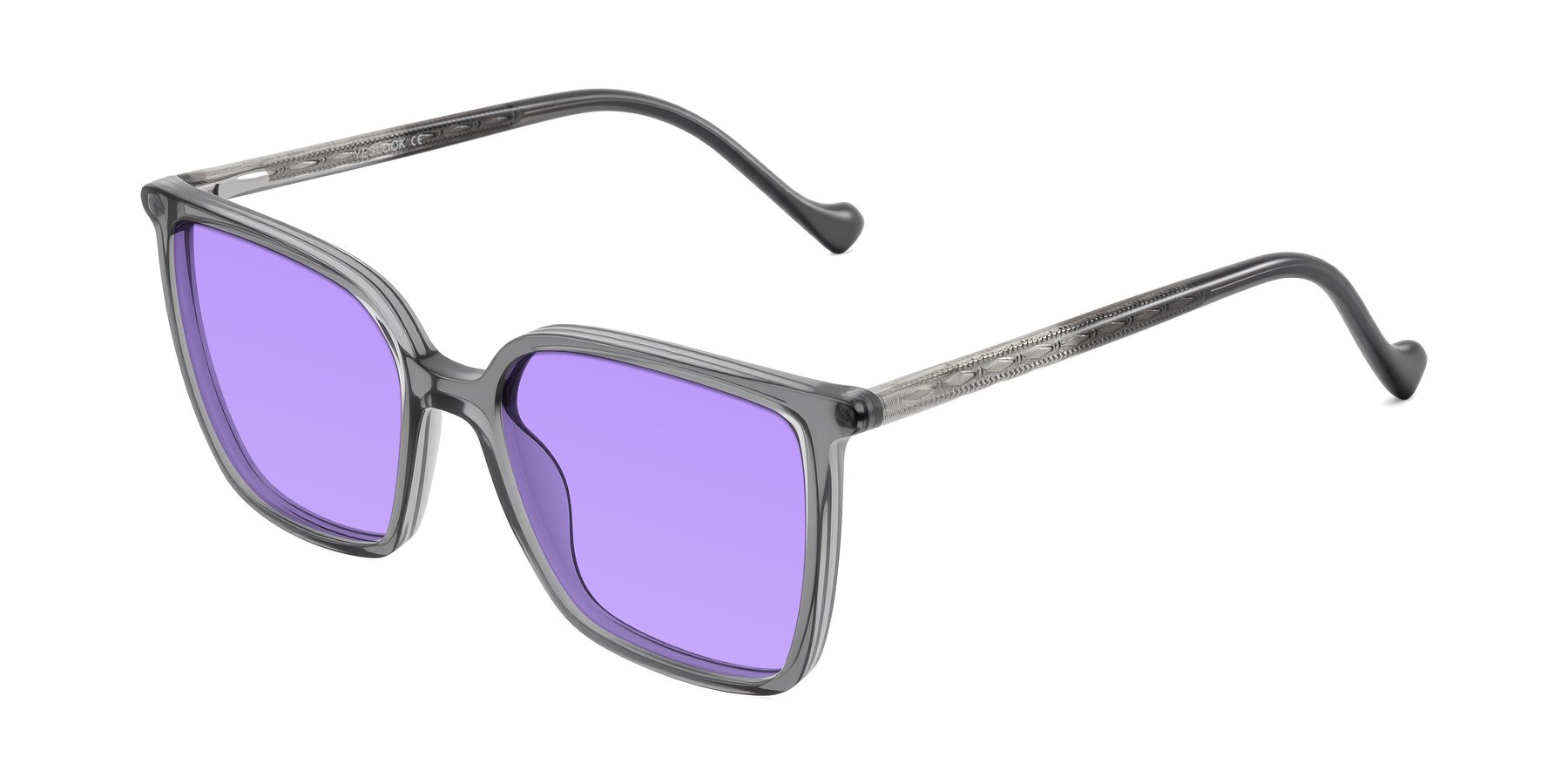 Angle of Colemers in Transparent Gray with Medium Purple Tinted Lenses