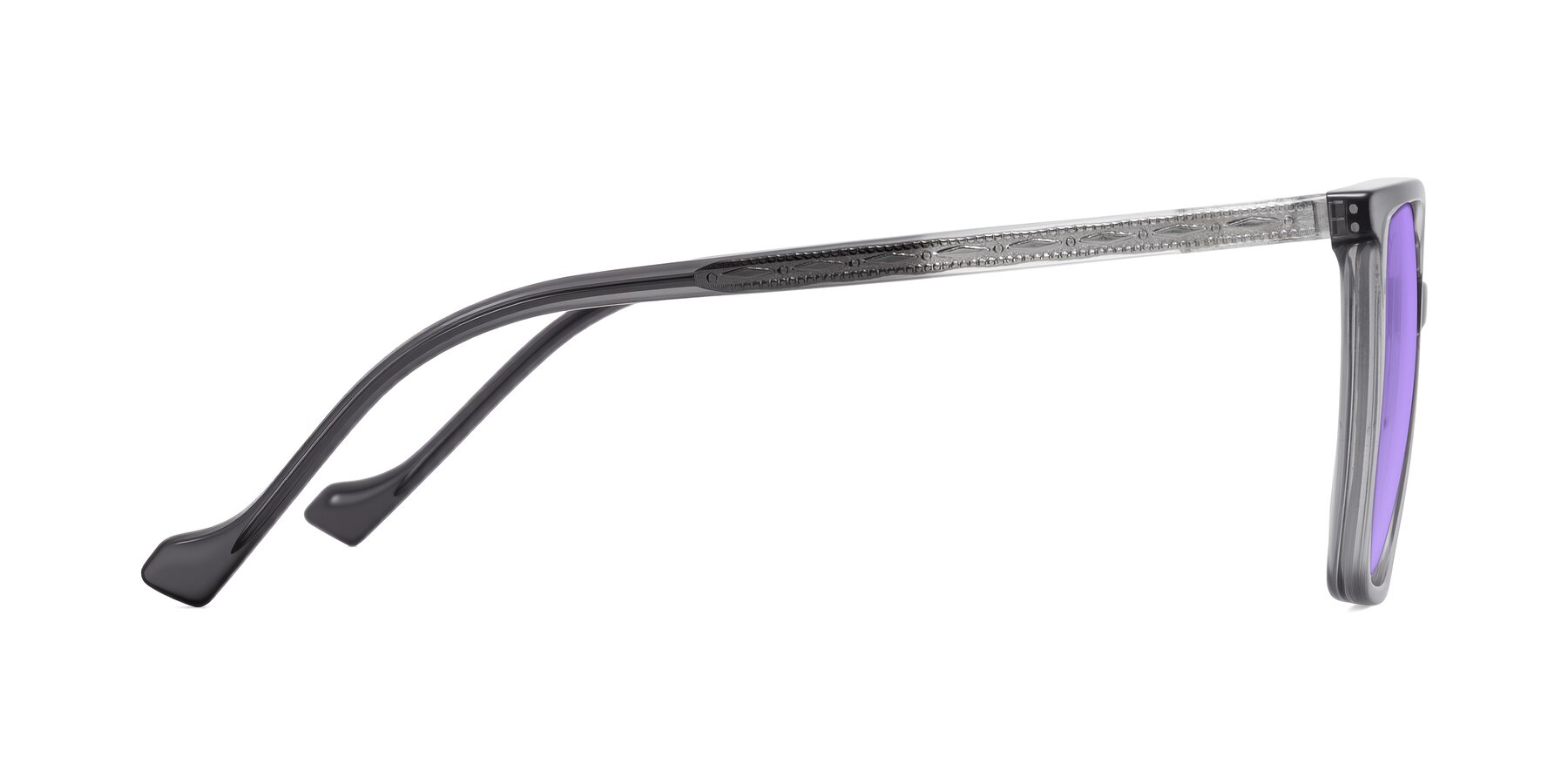 Side of Colemers in Transparent Gray with Medium Purple Tinted Lenses
