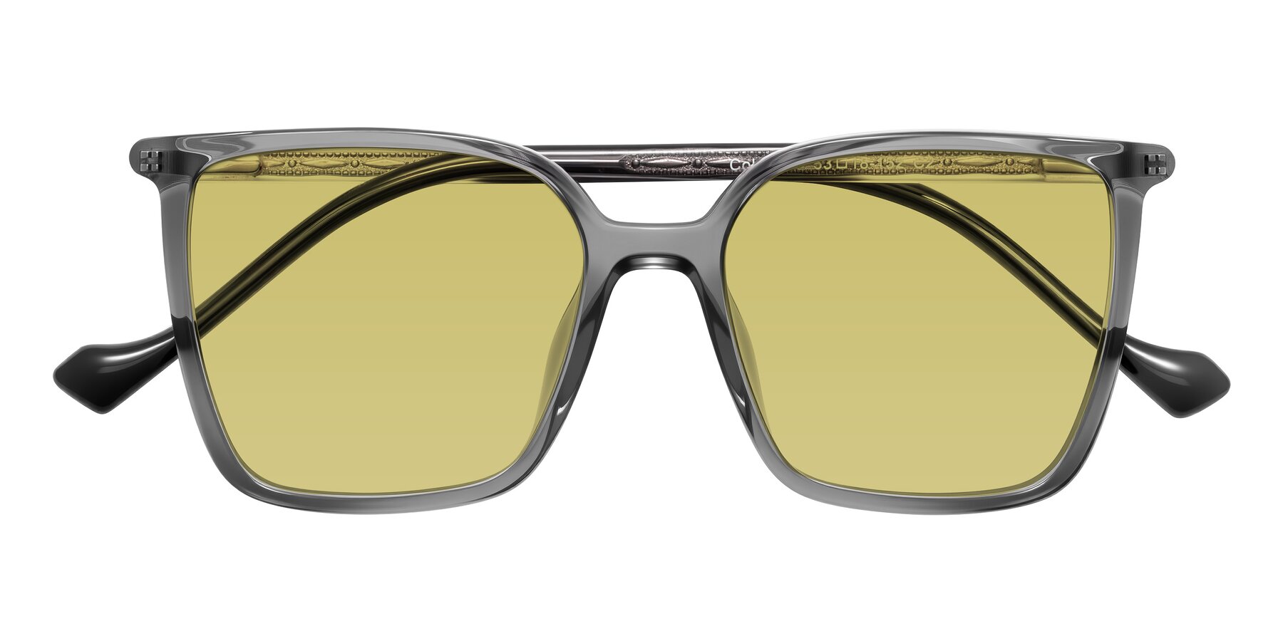 Folded Front of Colemers in Transparent Gray with Medium Champagne Tinted Lenses