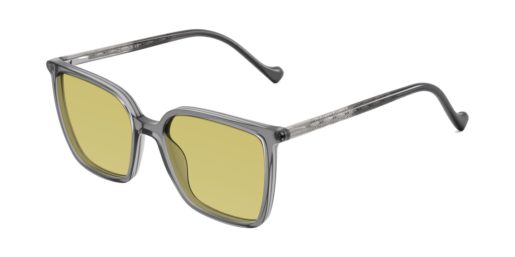 Angle of Colemers in Transparent Gray with Medium Champagne Tinted Lenses