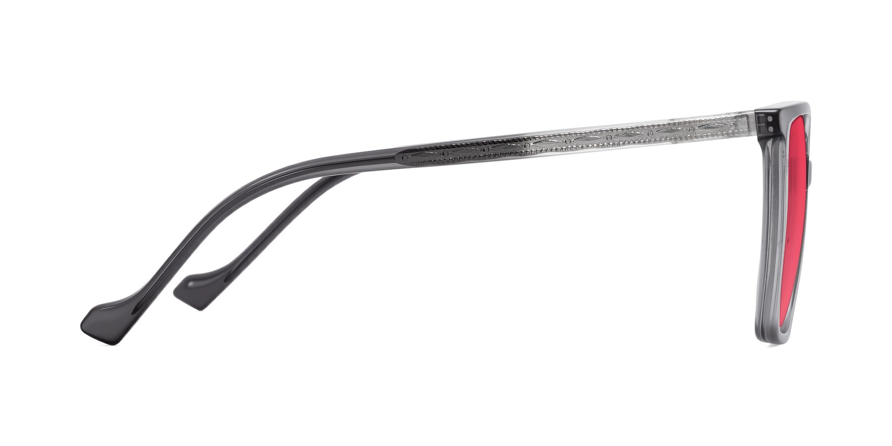 Side of Colemers in Transparent Gray with Red Tinted Lenses