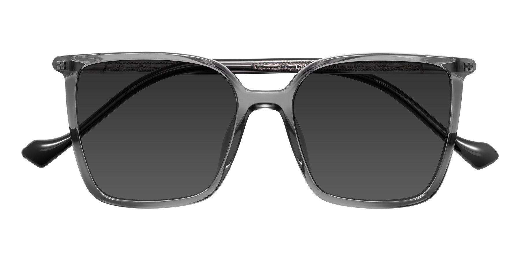 Folded Front of Colemers in Transparent Gray with Gray Tinted Lenses