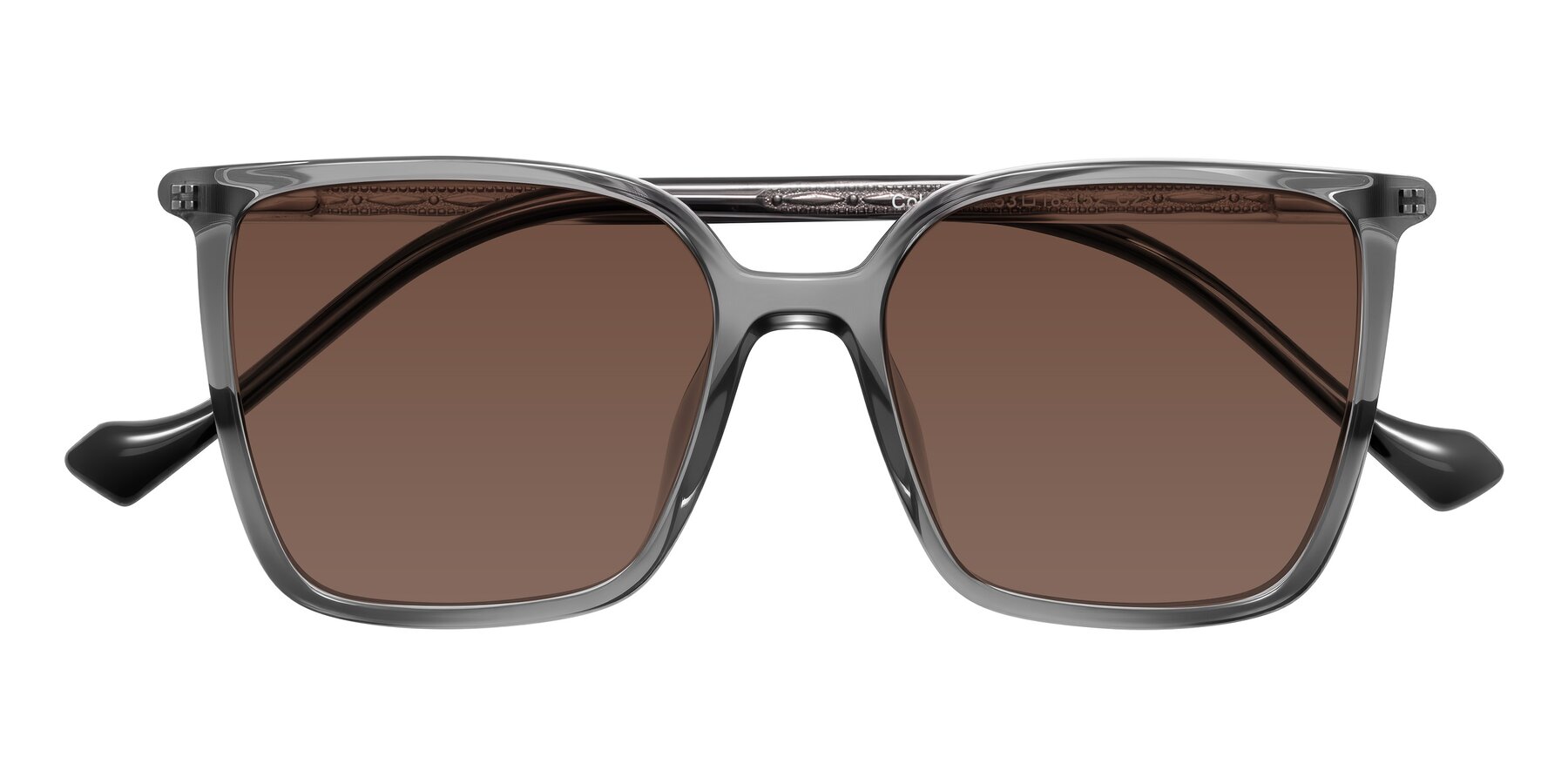 Folded Front of Colemers in Transparent Gray with Brown Tinted Lenses