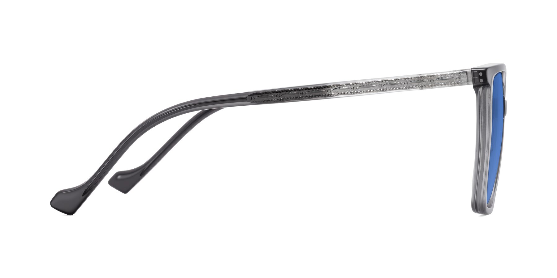 Side of Colemers in Transparent Gray with Blue Tinted Lenses