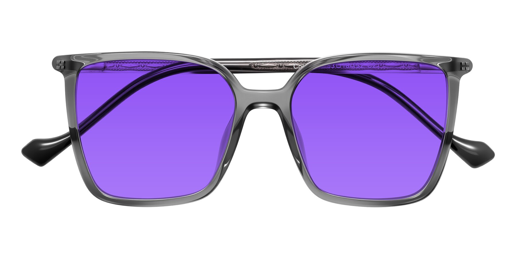 Folded Front of Colemers in Transparent Gray with Purple Tinted Lenses
