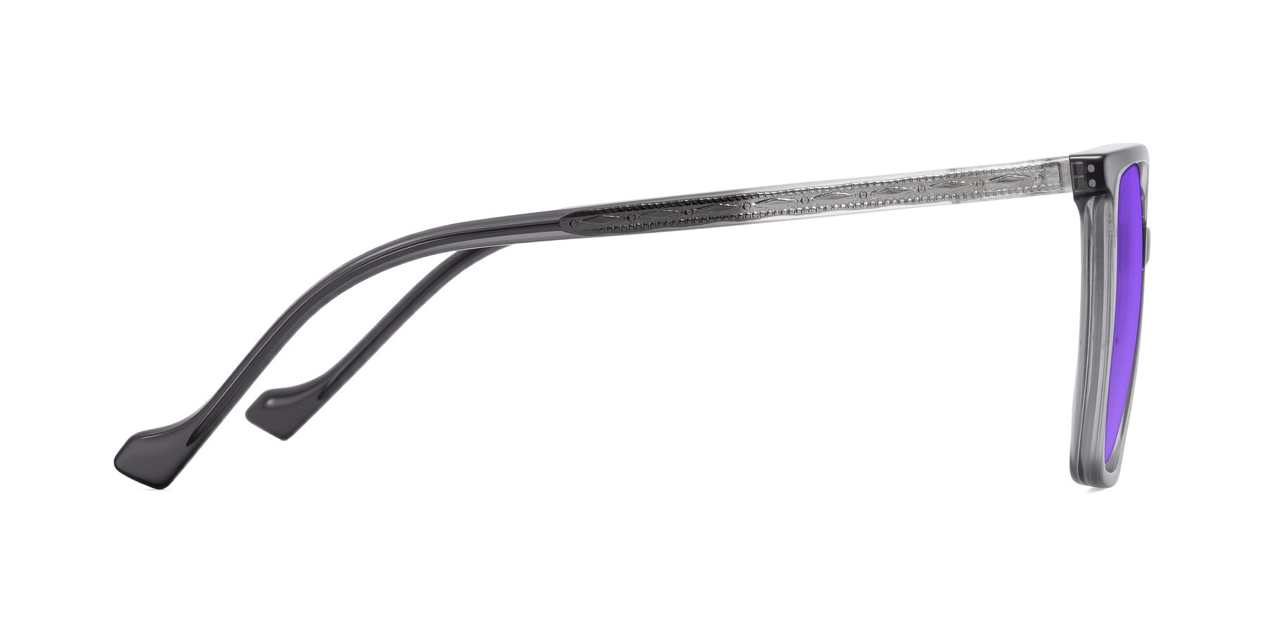 Side of Colemers in Transparent Gray with Purple Tinted Lenses