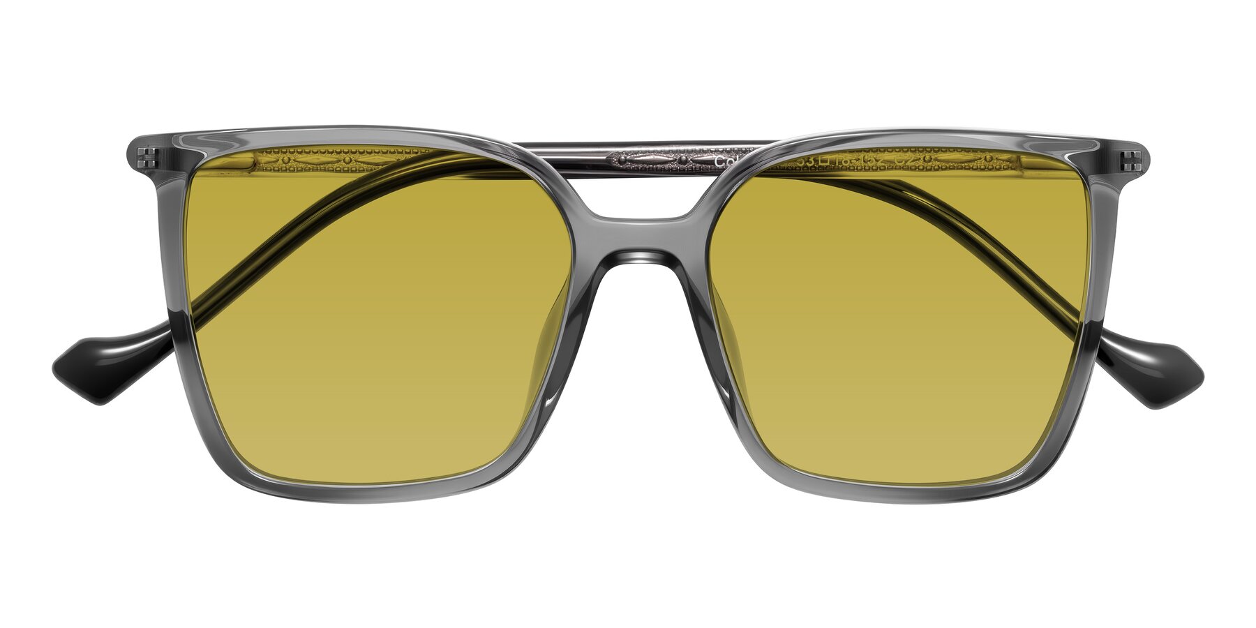 Folded Front of Colemers in Transparent Gray with Champagne Tinted Lenses