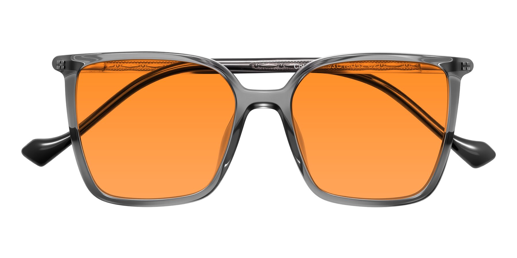 Folded Front of Colemers in Transparent Gray with Orange Tinted Lenses